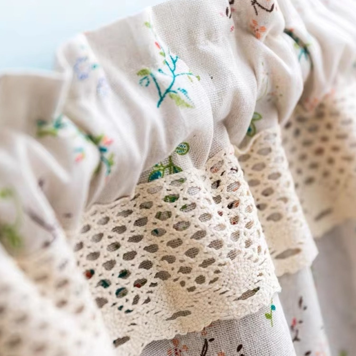 Nordic Bloom Kitchen Cabinet Curtain — product in use