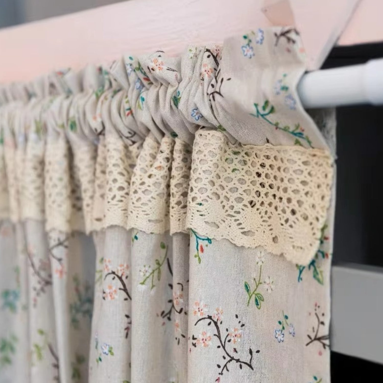 Nordic Bloom Kitchen Cabinet Curtain — product close-up