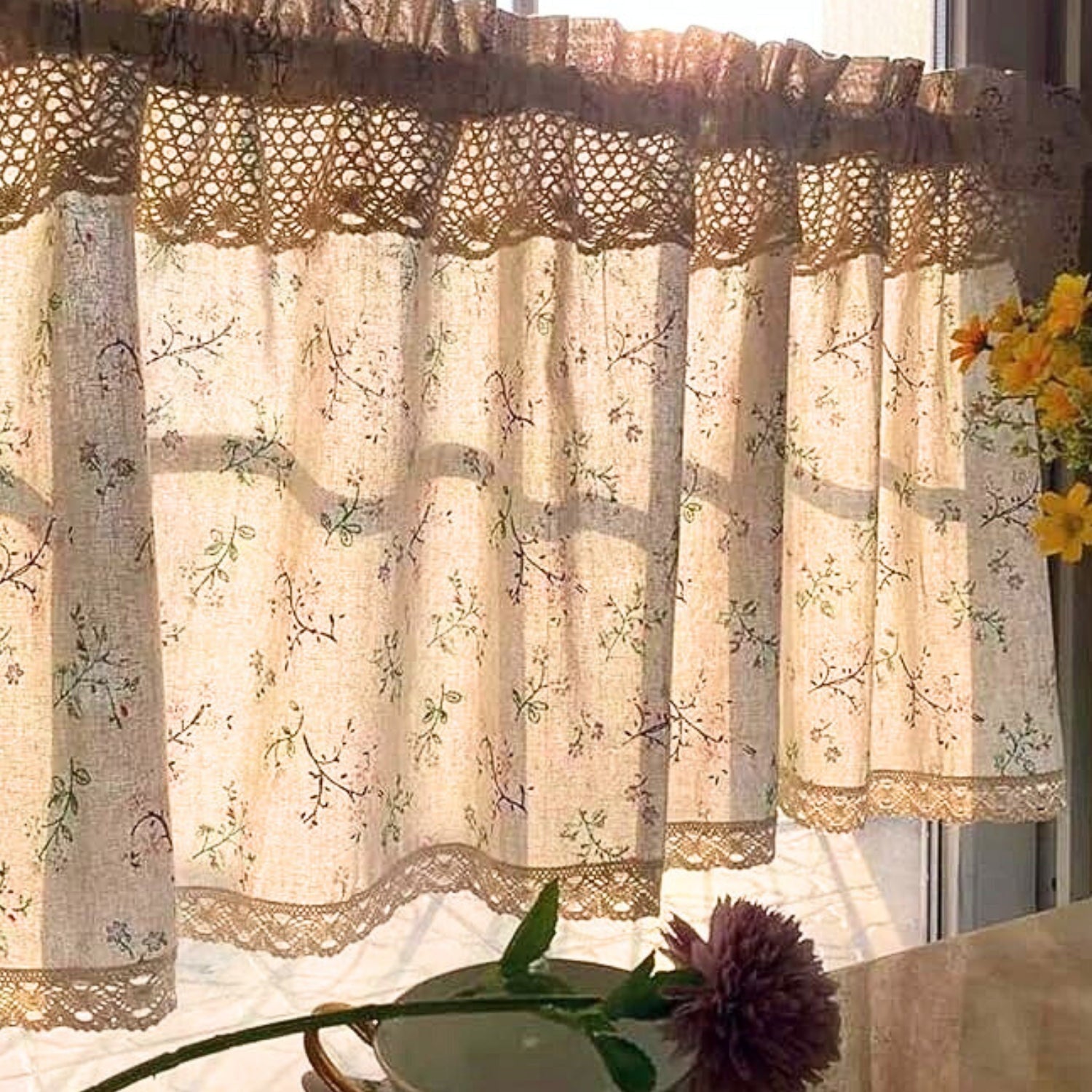 Nordic Bloom Kitchen Cabinet Curtain — alternate angle view