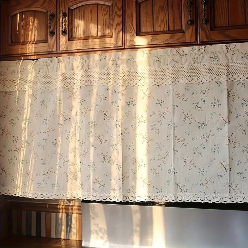 Nordic Bloom Kitchen Cabinet Curtain — product detail view
