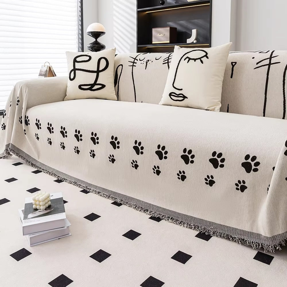 Nordic Cat Paw Chenille Sofa Cover