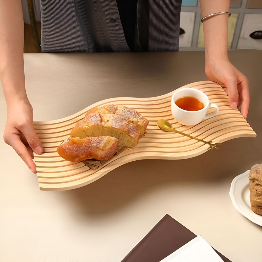 Nordic Ripple Wooden Tray — product feature detail