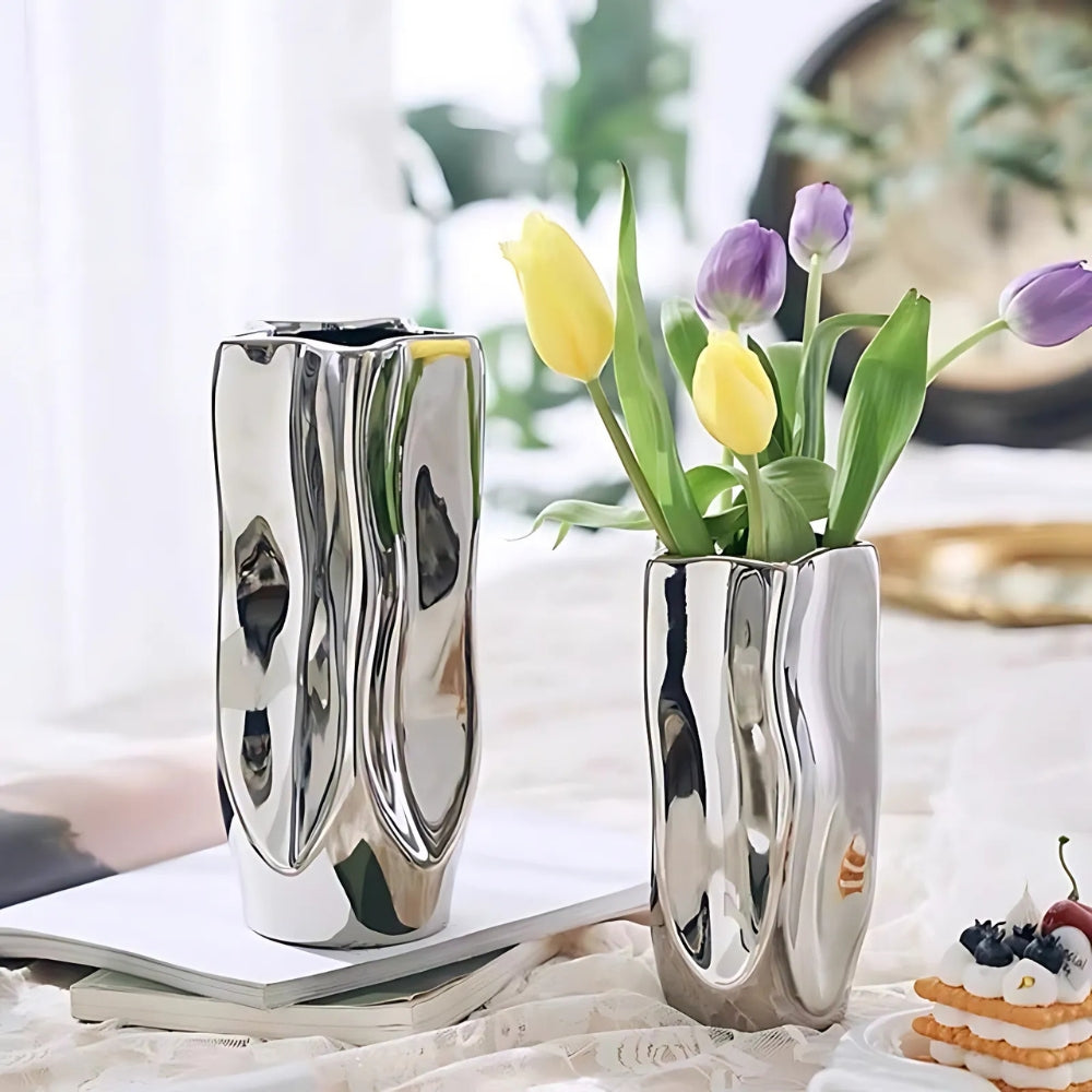 Nova Minimalist Ceramic Flower Vase — lifestyle shot