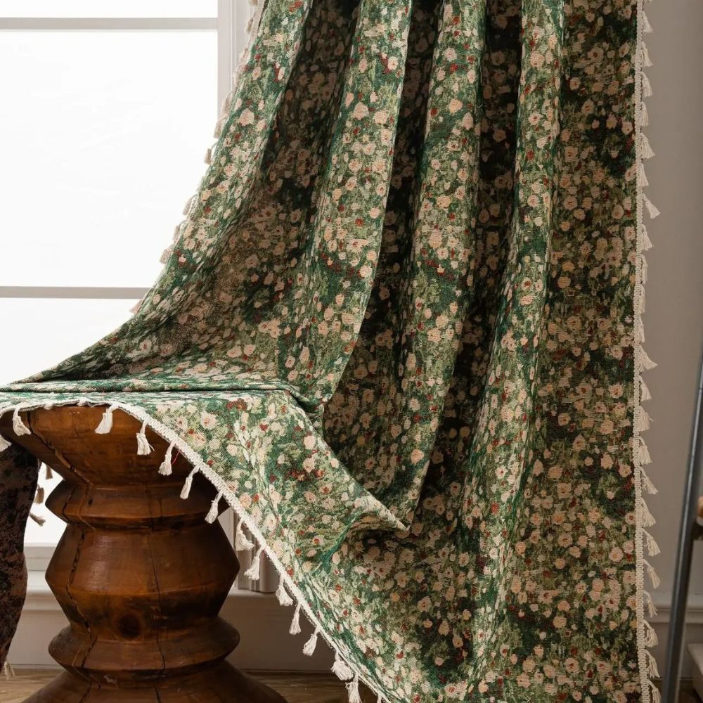 Noveau Ditsy Floral Tassel Curtain — additional view