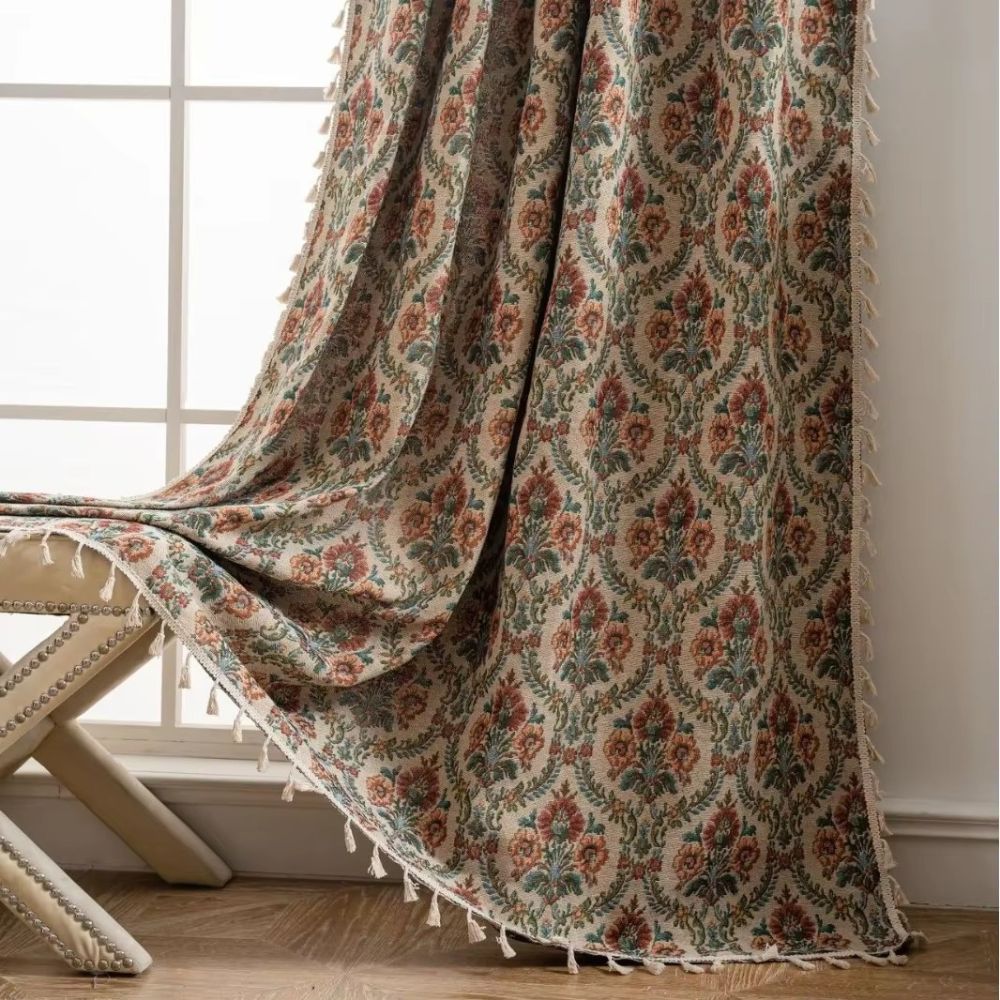 Noveau Ditsy Floral Tassel Curtain — alternate angle view