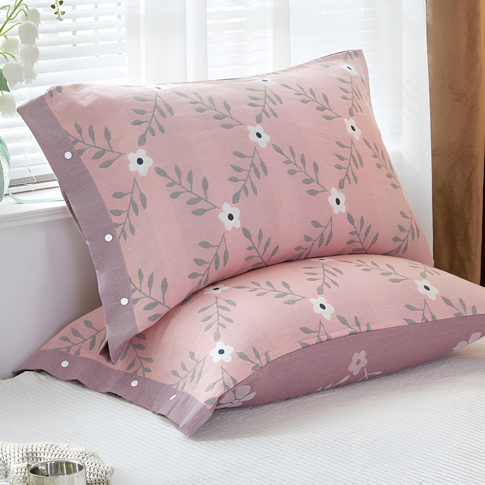 Pure Cotton Buttoned Pillowcase — product close-up