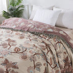 Orchid Trail Floral Cotton Tassel Bed Blanket — product detail view