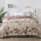 Orchid Trail Floral Cotton Tassel Bed Blanket — main product photo