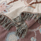 Orchid Trail Floral Cotton Tassel Bed Blanket — product close-up