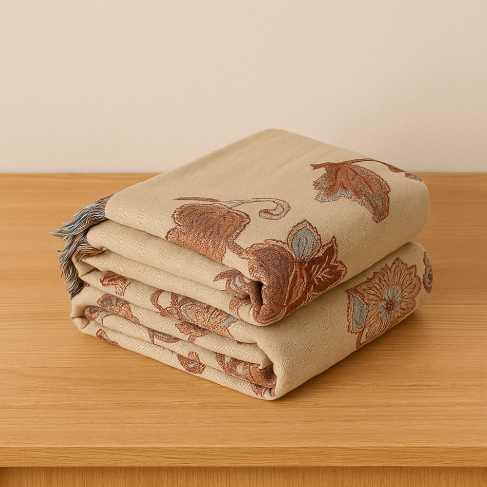 Orchid Trail Floral Cotton Tassel Bed Blanket — lifestyle shot
