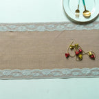 Ornate Blossom Lace Edge Table Runner — material texture close-up