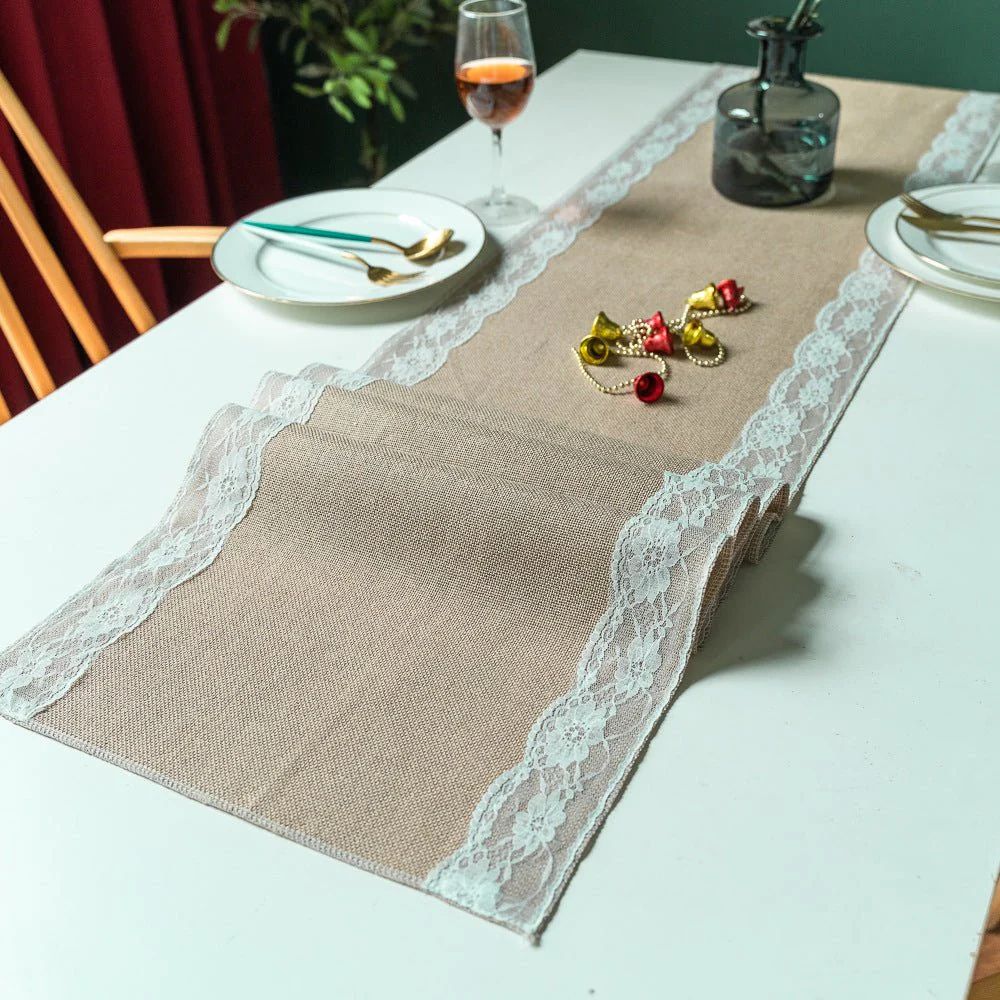 Ornate Blossom Lace Edge Table Runner — size and scale reference
