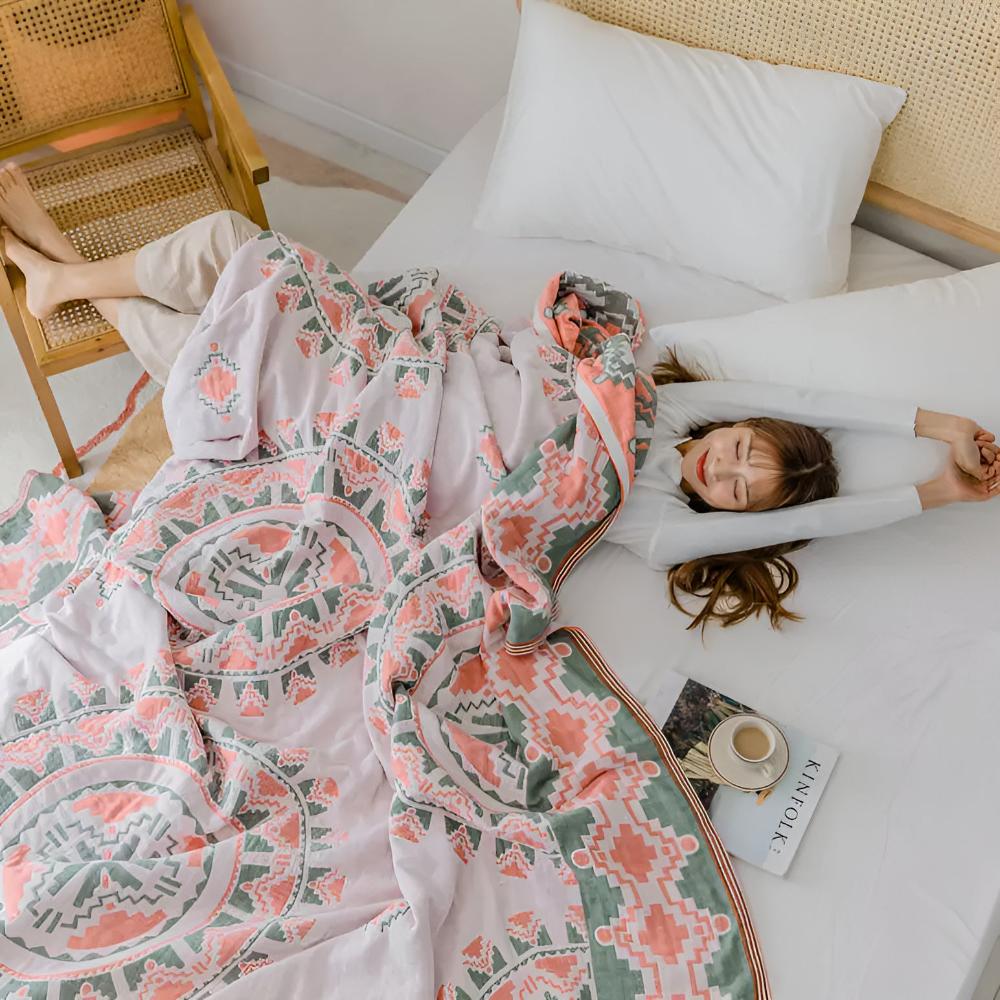 Dreamy Wanderer Cotton Blanket — product in use