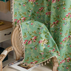 Pastoral Green Rose Tassel Curtain — product in use