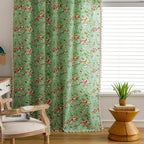Pastoral Green Rose Tassel Curtain — lifestyle shot