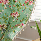 Pastoral Green Rose Tassel Curtain — product feature detail