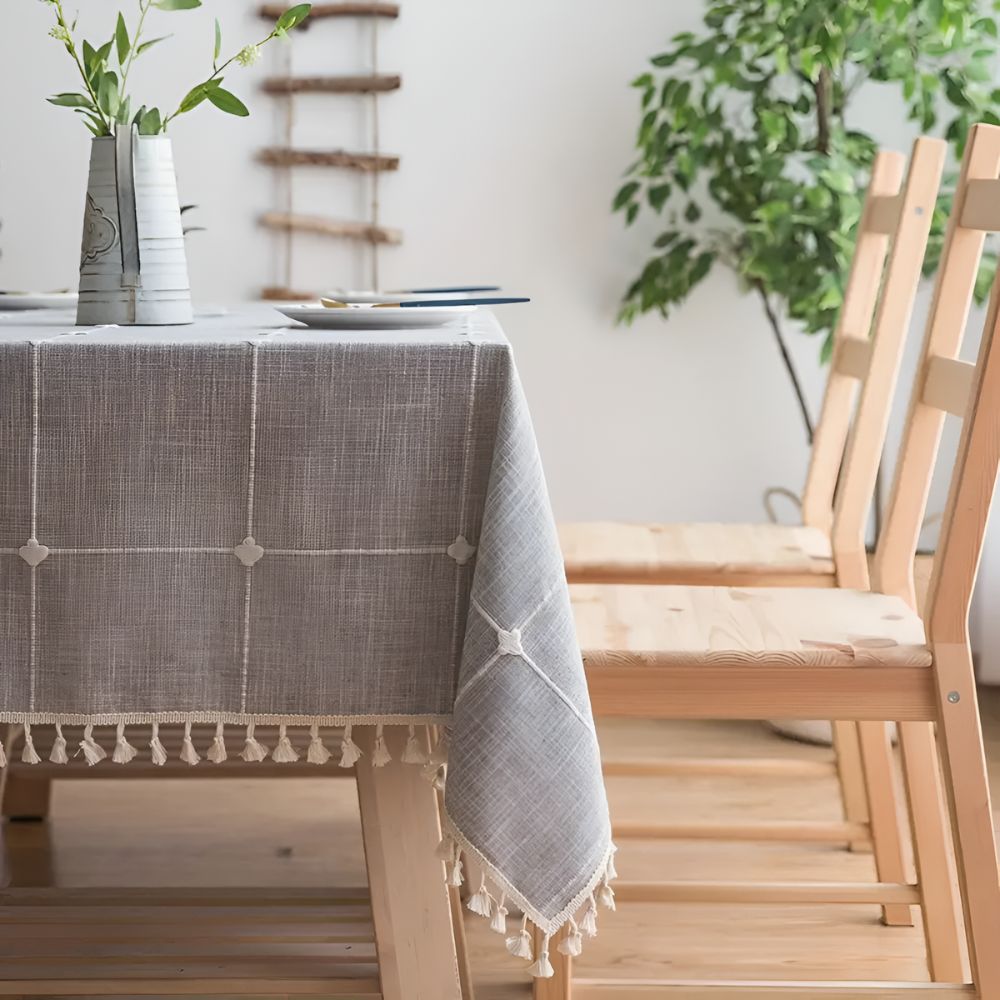 Pastoral Plaid Tablecloth — product in use