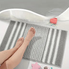 Pebble-Knit Striped Chenille Bath Mat — product in use