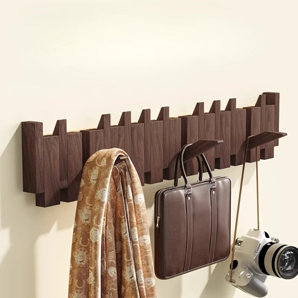 Piano Foldable Wooden Flip Hook Wall Rack — lifestyle shot