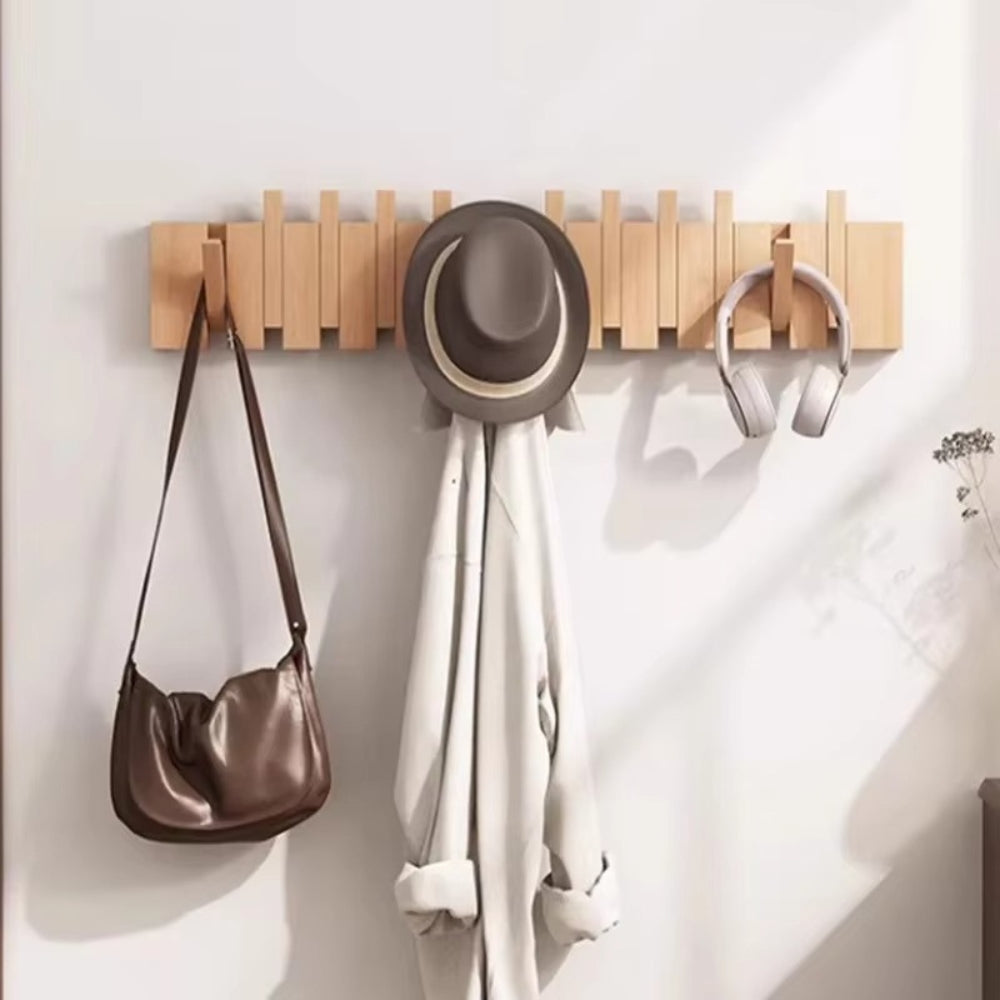 Piano Foldable Wooden Flip Hook Wall Rack — product close-up