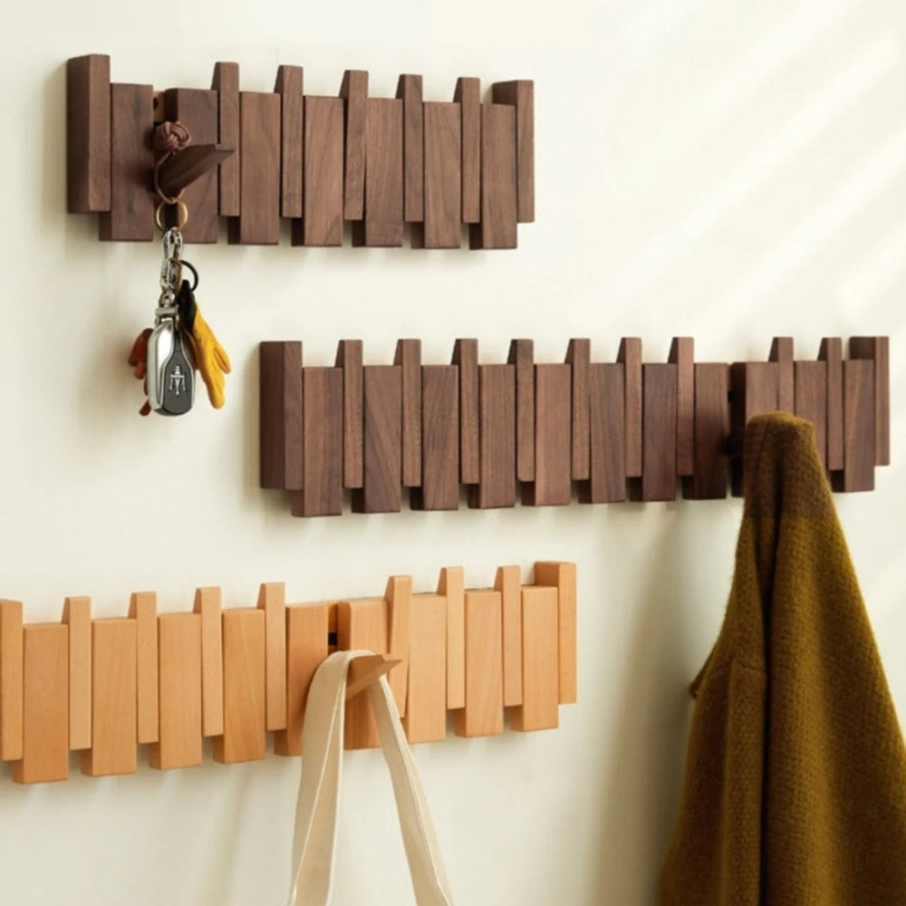 Piano Foldable Wooden Flip Hook Wall Rack — main product photo