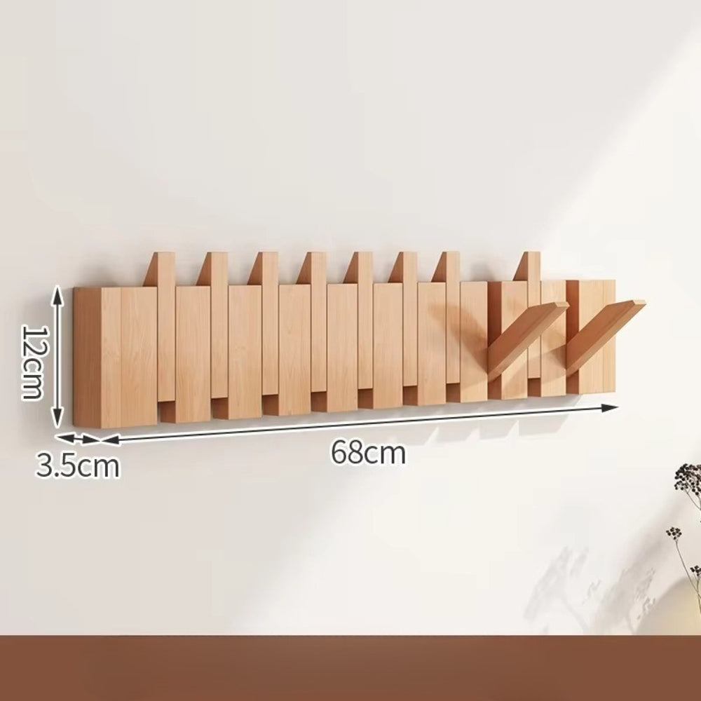 Piano Foldable Wooden Flip Hook Wall Rack — material texture close-up