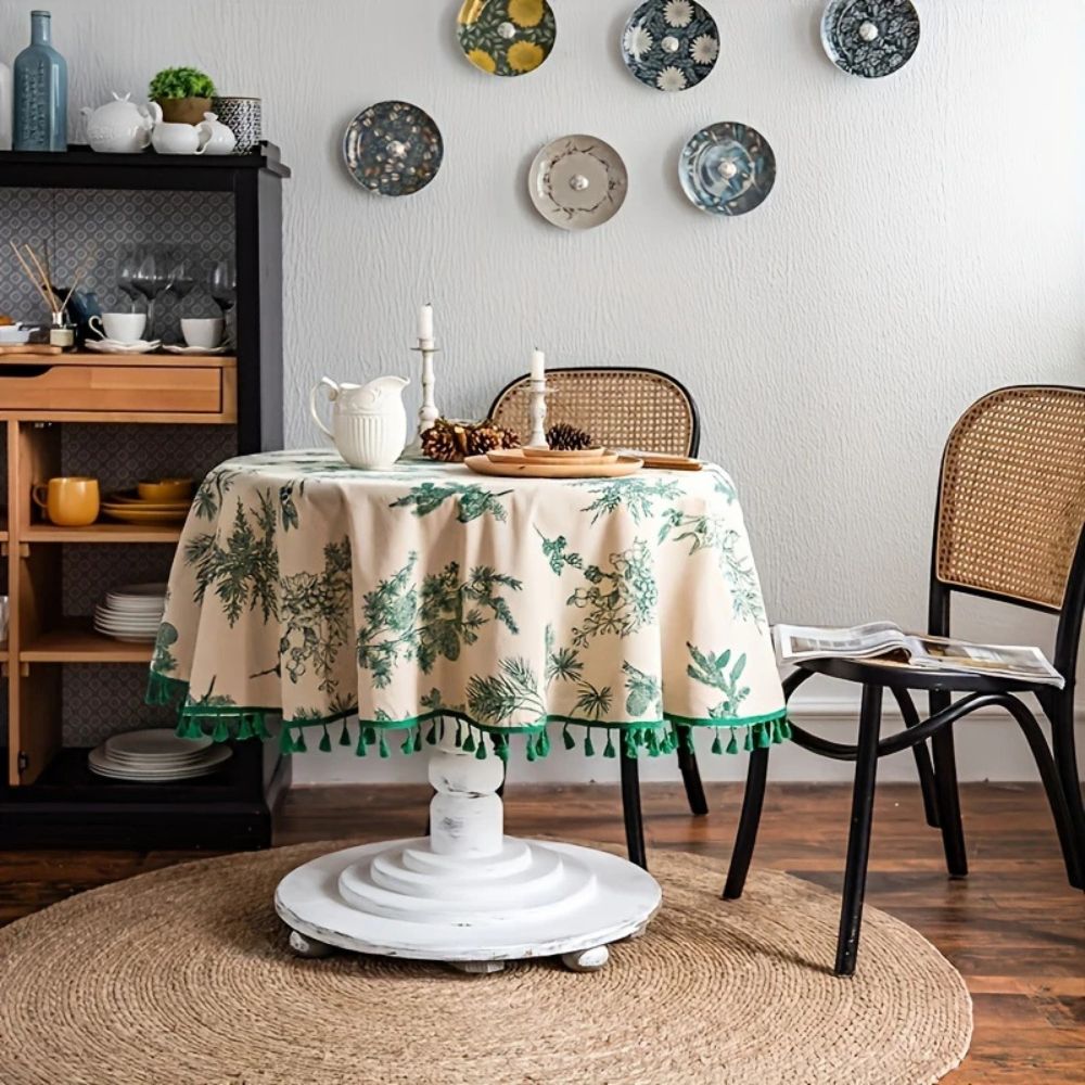 Pine Cone Print Round Tablecloth — main product photo