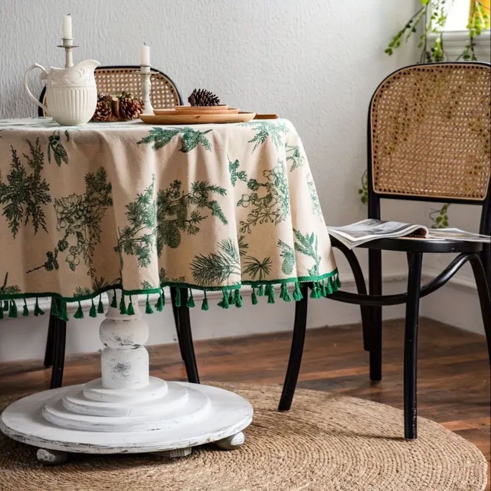 Pine Cone Print Round Tablecloth — product close-up