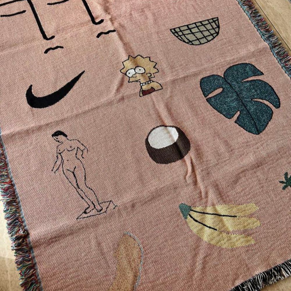 Pink Muse Woven Blanket — product feature detail