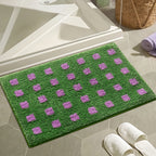 Plaid Non Slip Flocked Bathroom Floor Mat — main product photo
