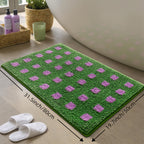Plaid Non Slip Flocked Bathroom Floor Mat — additional view