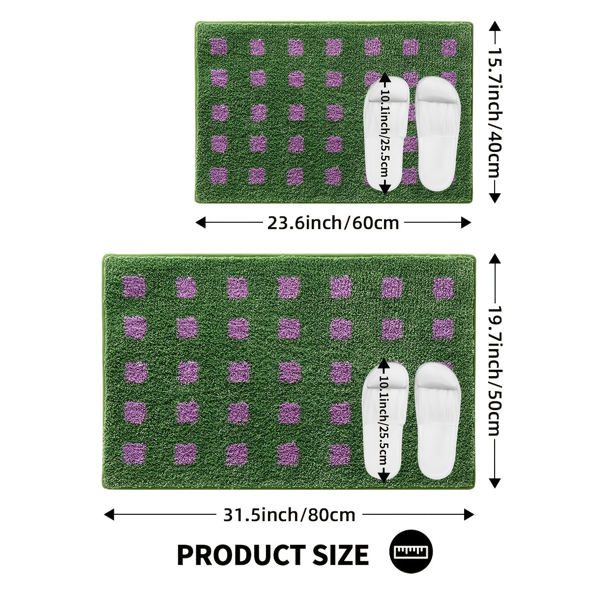 Plaid Non Slip Flocked Bathroom Floor Mat — product feature detail
