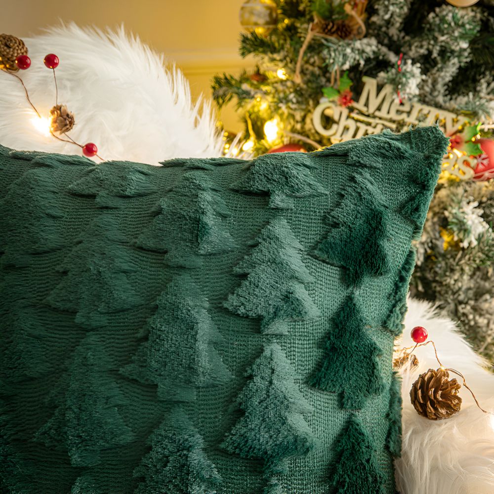 Plush Christmas Tree Cushion Cover — product in use
