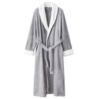 Plush Fleece Contrast Trim Bathrobe — product in use