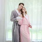 Plush Fleece Contrast Trim Bathrobe — product close-up