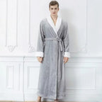 Plush Fleece Contrast Trim Bathrobe — alternate angle view