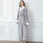 Plush Fleece Contrast Trim Bathrobe — product feature detail