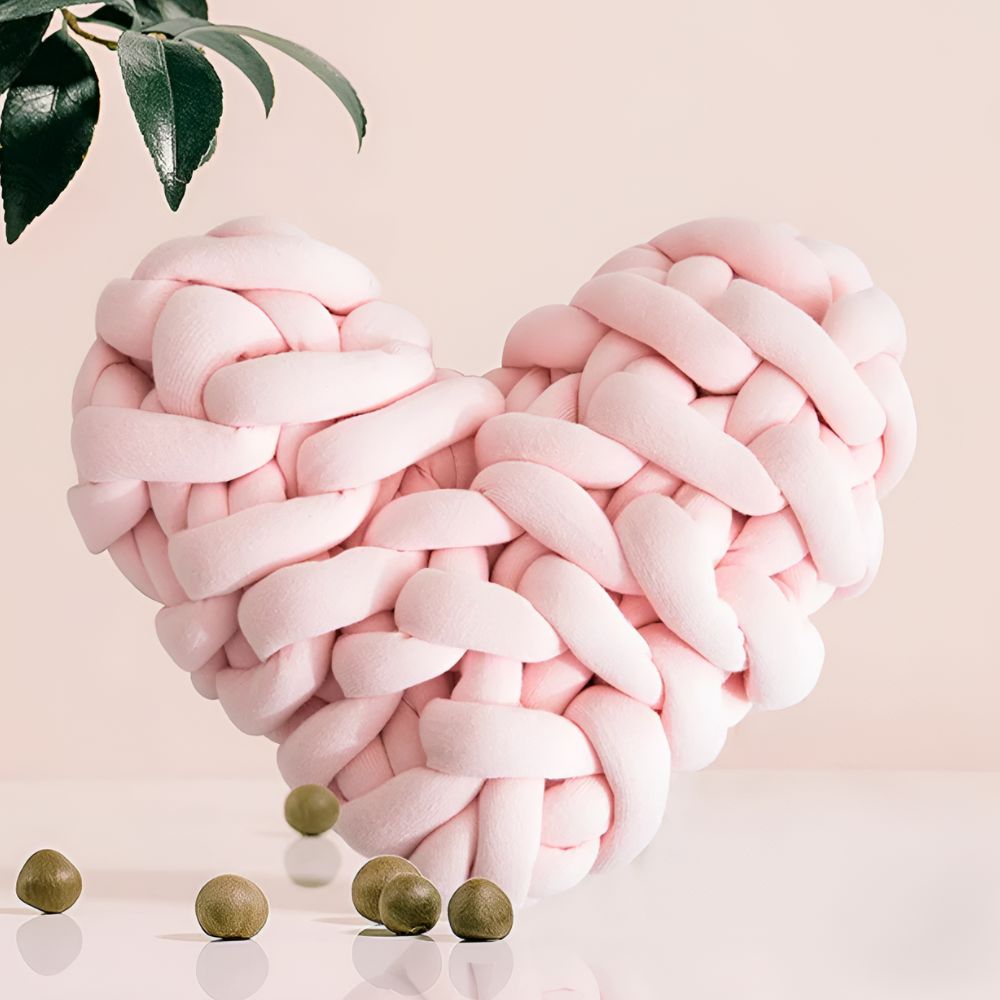 Plush Knotted Heart Shape Cushions — product detail view