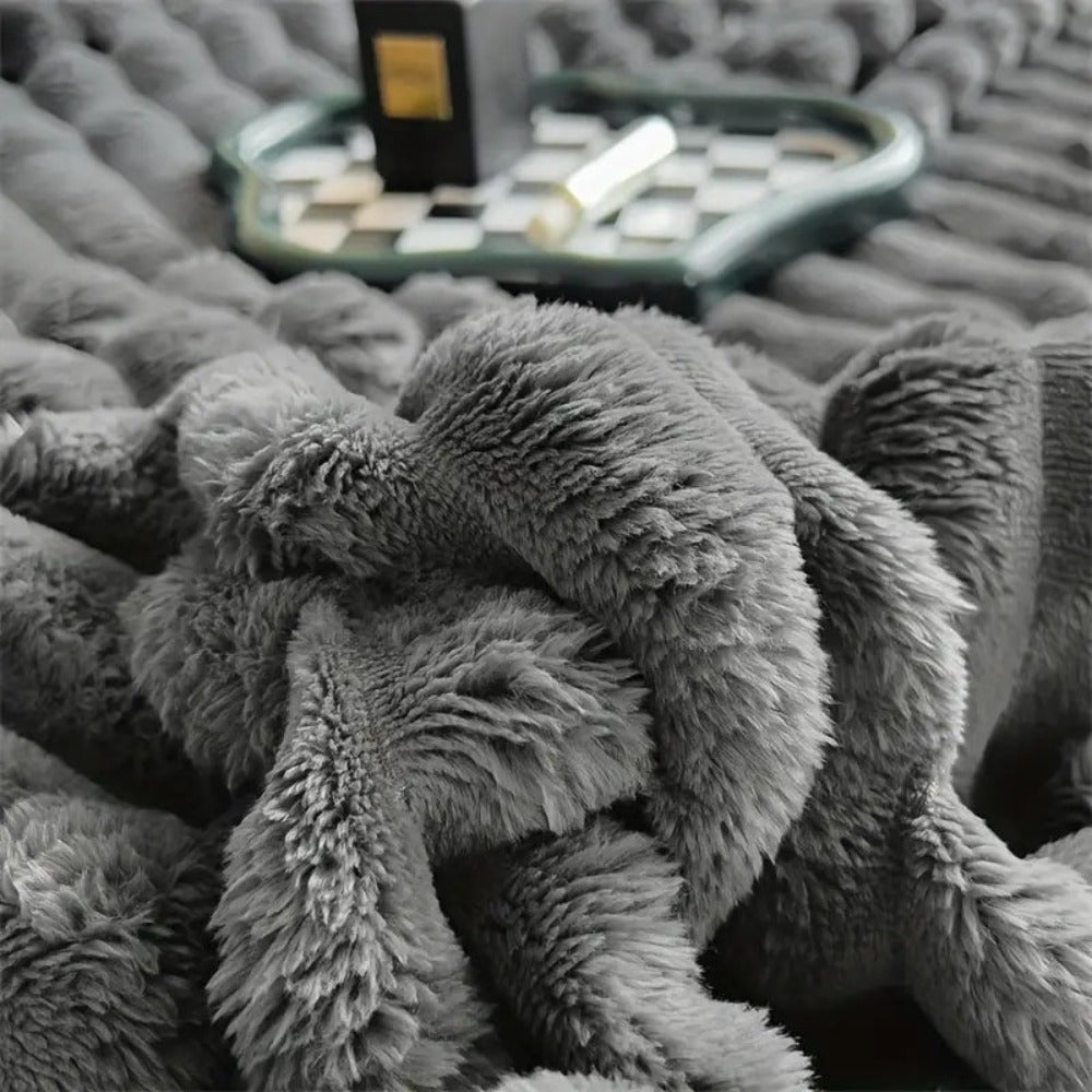 Plush Stripped Warm Blanket — product close-up