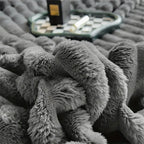 Plush Stripped Warm Blanket — product close-up