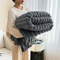 Plush Stripped Warm Blanket — alternate angle view