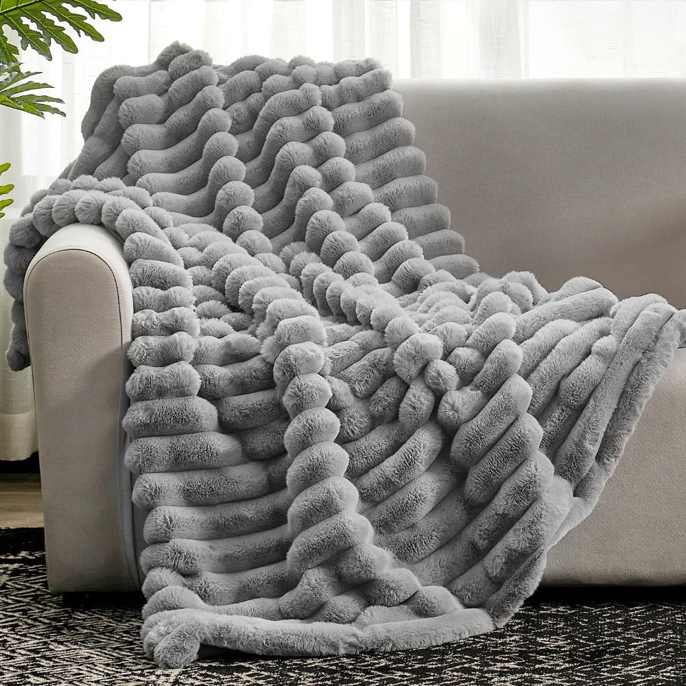 Plush Stripped Warm Blanket — main product photo