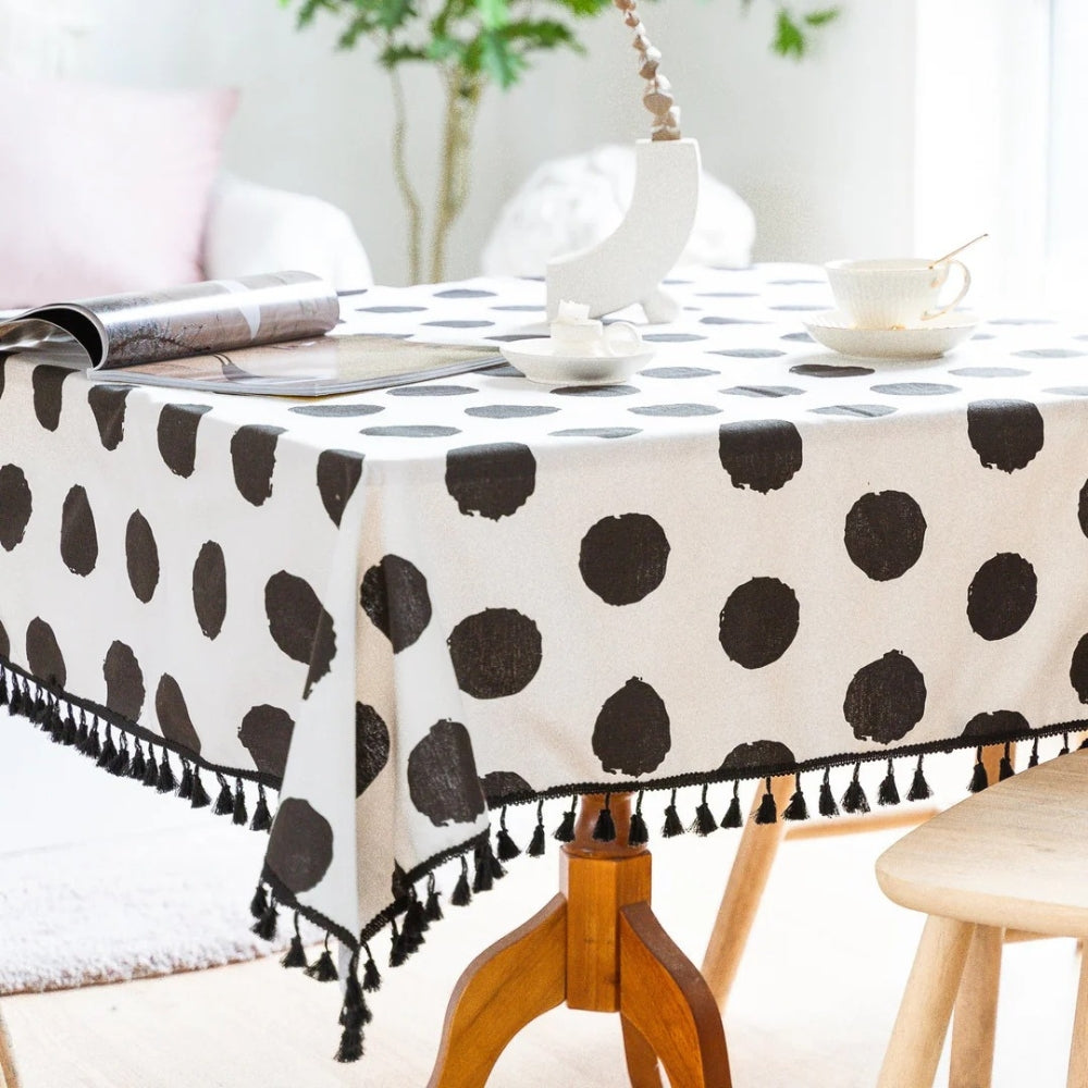 Polka Charm Tassel Table Cloth — alternate angle view