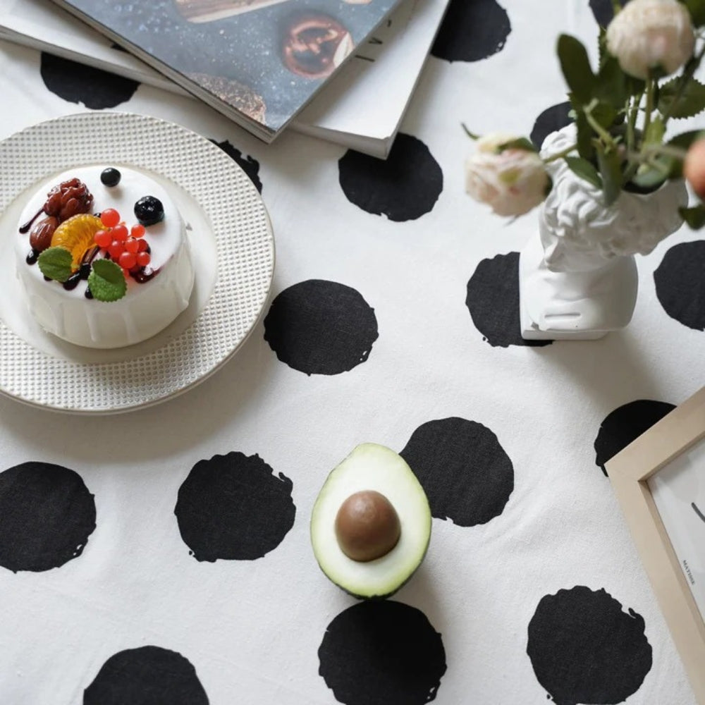 Polka Charm Tassel Table Cloth — product detail view