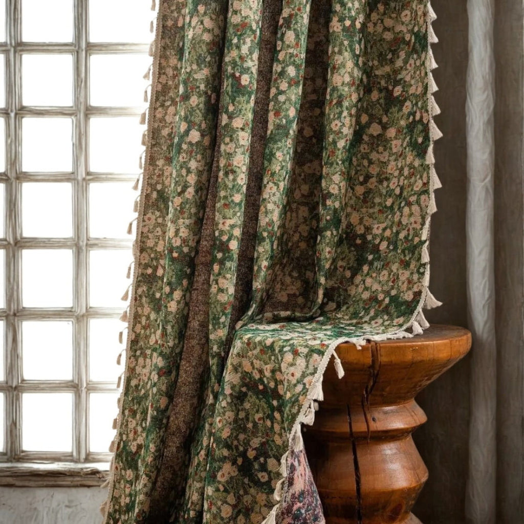 Noveau Ditsy Floral Tassel Curtain — main product photo