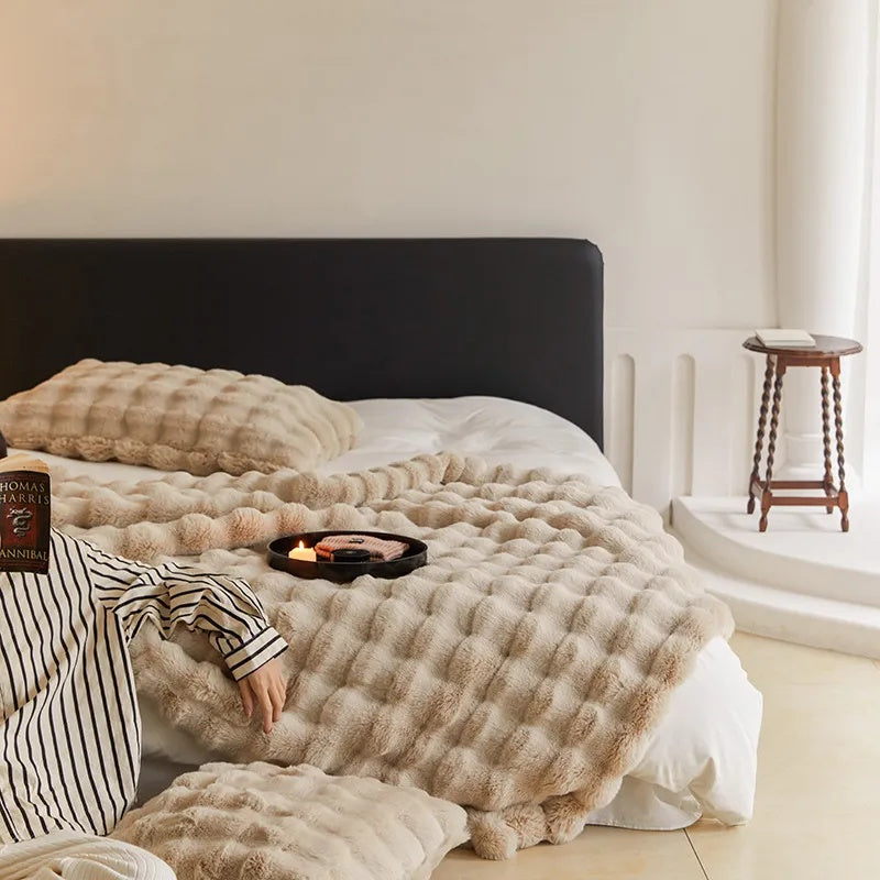 Rabbit Faux-Fur Blanket Throw — alternate angle view