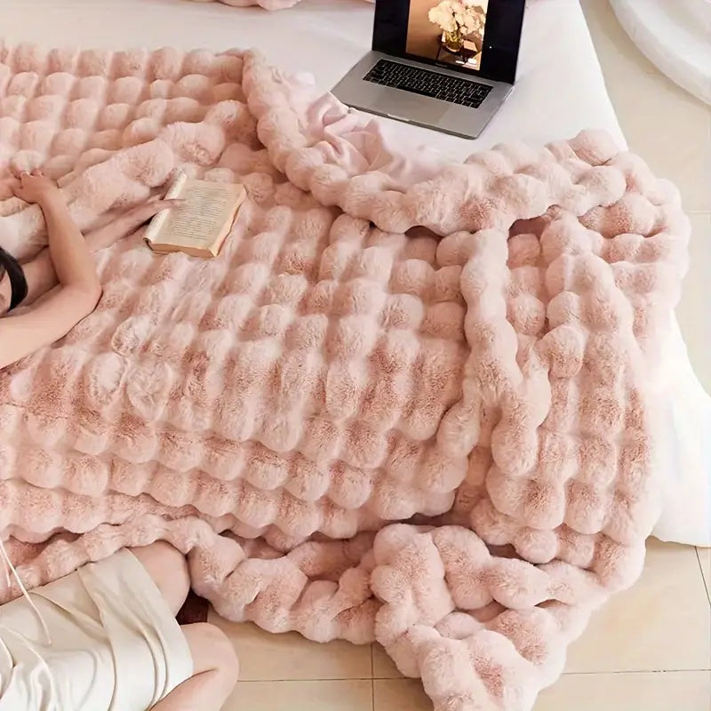 Rabbit Faux-Fur Blanket Throw — lifestyle shot