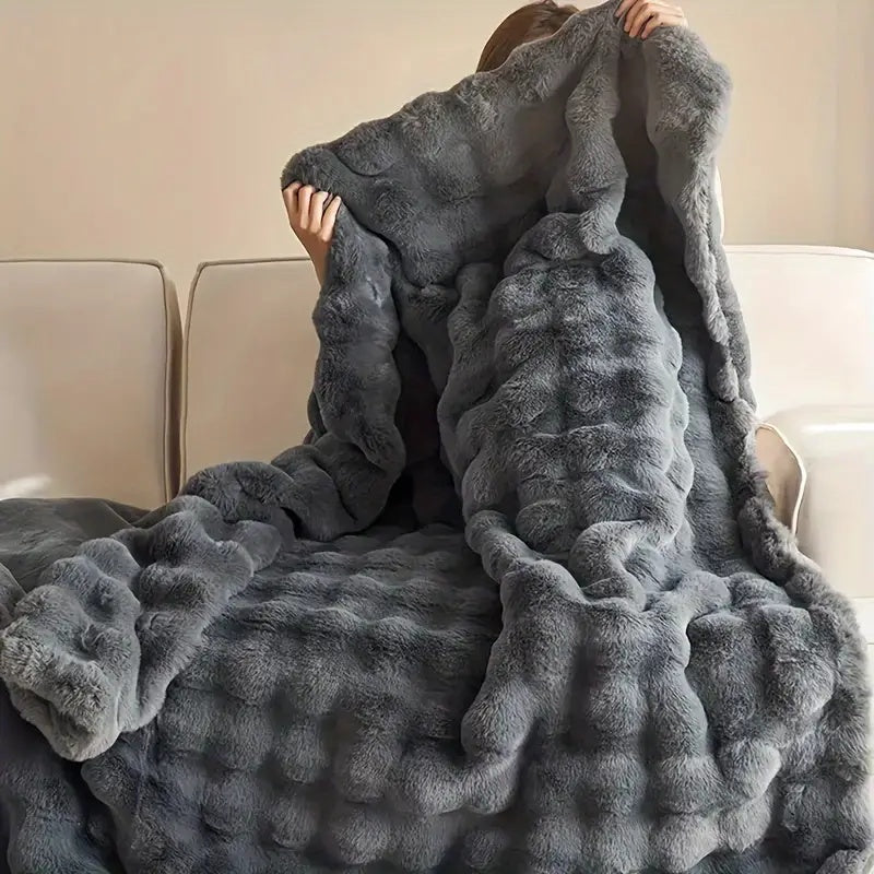 Rabbit Faux-Fur Blanket Throw — product feature detail