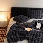 Rabbit Faux-Fur Blanket Throw — size and scale reference
