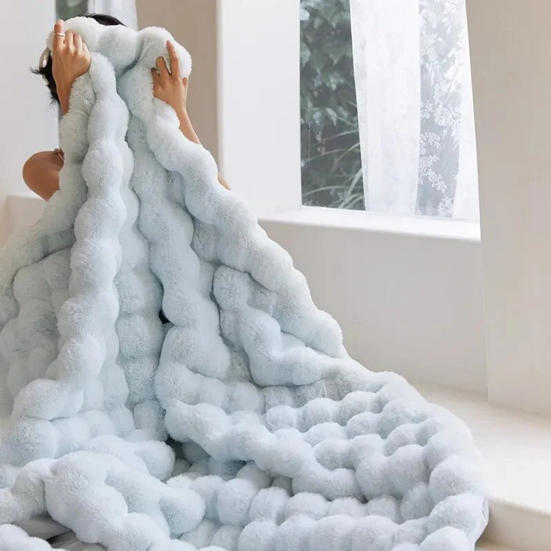 Rabbit Faux-Fur Blanket Throw — main product photo